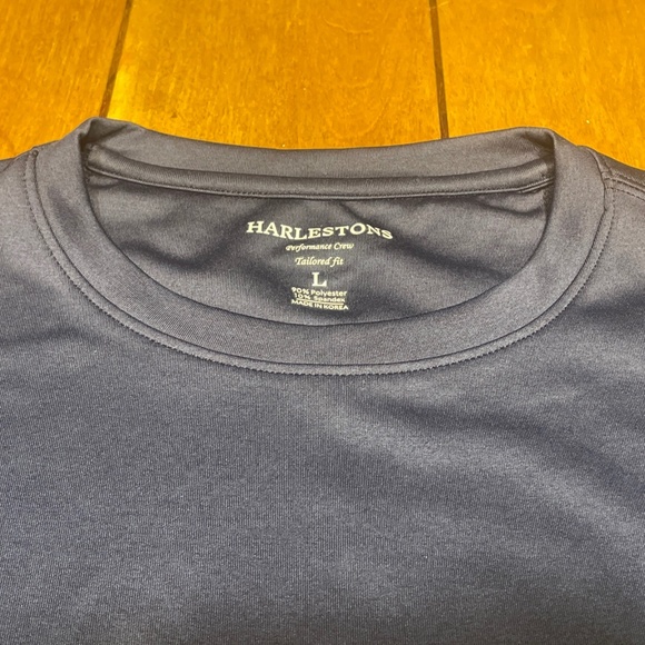 Harlestons Performance Crew Long Sleeve Shirt Color Blue Size Large Tailored Fit - Picture 5 of 16